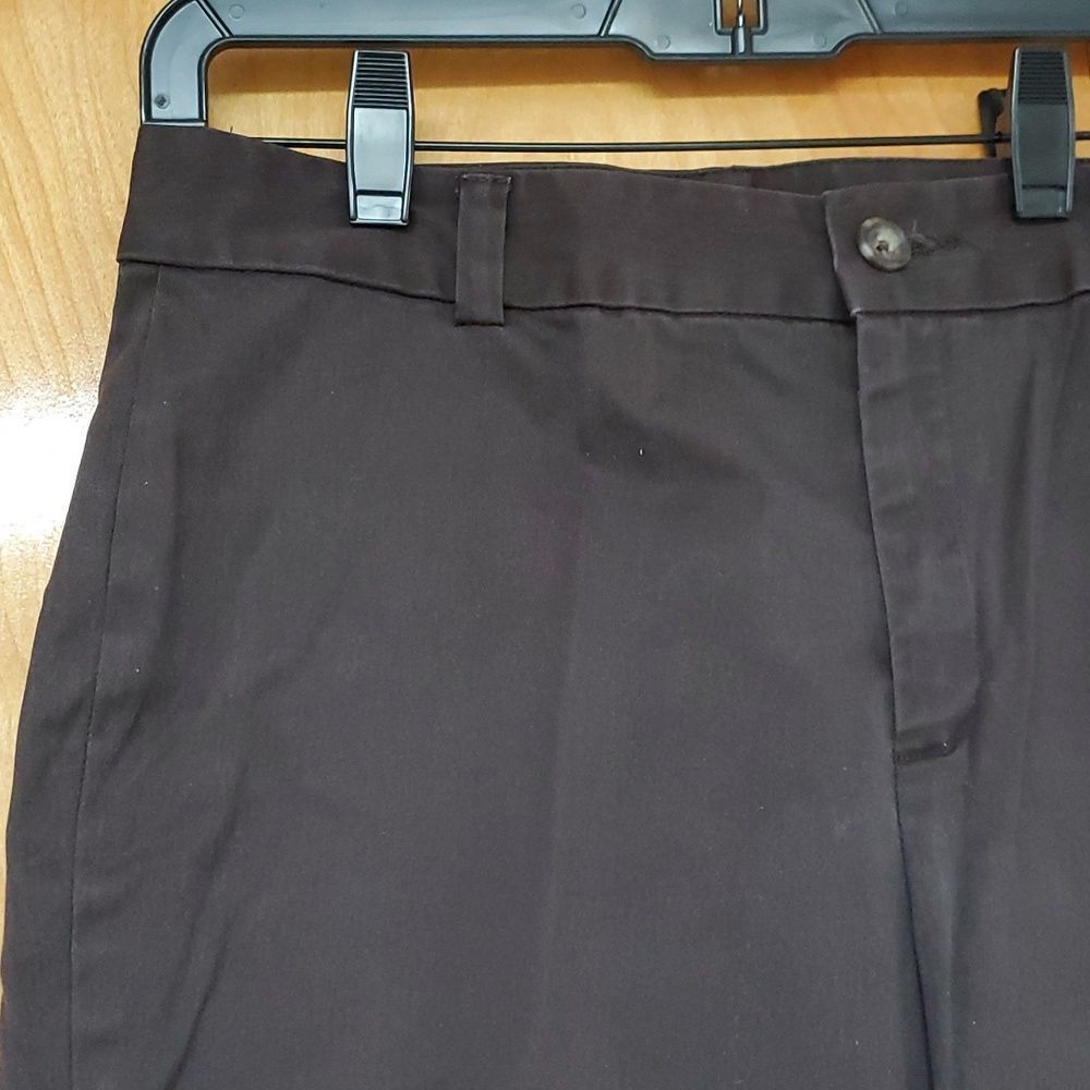 Chocolate brown cropped cotton stretch pants - Picture 4 of 5